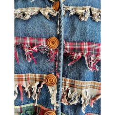 90s Embellished Denim Jacket Vintage Jean Jacket Small - Medium by New | Shop THRILLING Boho Clothing Patterns, Upcycle Jean Jacket, Boho Denim Jacket, Flannel Shirt Refashion, Clothing Embellishments, Reconstructed Clothing, Remake Clothes, Bleached Flannel, Denim Jacket Vintage