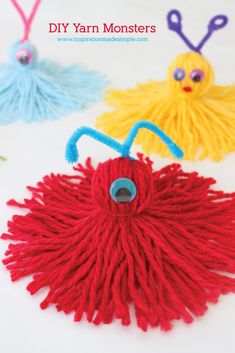 yarn monsters for kids with text overlay that says yarn monsters for kids on it