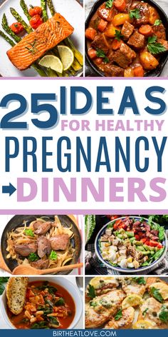 the cover of 25 ideas for healthy pregnancy dinners