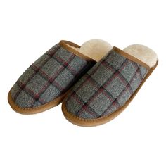 Deluxe Tartan Sheepskin Slippers for Indoor Use Stylish grey tartan design Sheepskin lined slipper mule Sheepskin and Cloth Upper Lightweight Non Slip TPR Rubber Sole Colour: Grey Tartan Size 6-12 Sheepskin Slippers, Tartan Design, Tartan, Grey