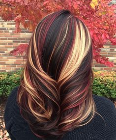 #HairGoals
#HairCare
#HairTransformation
#HairInspo
#NaturalHair
#CurlyHair
#Hairstylist Cherry Brown Hair Color With Highlights, Dark Brown Hair With Copper And Blonde Highlights, Copper And Caramel Highlights, Copper Chunky Highlights, Subtle Hair Color Fun, Highlights On Red Hair, Balayage For Brunettes, Reverse Ombre Hair, Highlights On Black Hair