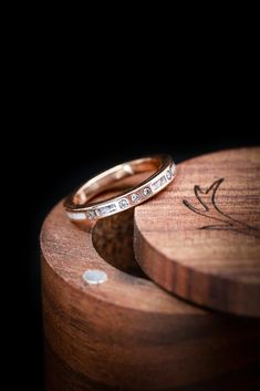 Shown here is A handcrafted women's stacking band featuring diamonds and antler inlays. Additional inlay options are available upon request. Antler Wedding Bands His And Hers, Gold Antler Rings For Men, Antler Rings Antlerrings.com, Antler Rings Women Antlerrings.com, Deer Antler Jewelry Antlerrings.com, Antler Wedding Band, Staghead Designs, Wedding Ring For Her, Promise Ring Gift