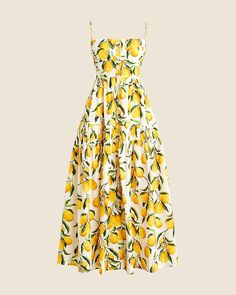 A-line midi dress in limoncello Summer A-line Midi Dress For Brunch, Casual Lemon Print Dress For Garden Party, Summer Cocktail A-line Midi Dress, A-line Sundress Midi Dress For Cocktail, A-line Sundress Maxi Dress For Brunch, Summer Dress With Lemon Print For Spring, Summer Midi Dress For Cocktail, Summer Lemon Print Dress For Spring, Yellow Sundress For Cocktail Occasions