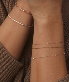 Gold Bracelets For Women’s, Bracelet Stack Ideas With Watch, Perfect Ring Stack, Mejuri Bracelet Stack, Everyday Jewelry Aesthetic, Wrist Jewelry Stack, Bracelet Stack Dainty, Everyday Bracelets Gold, Gold Bracelet Pearl