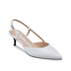 Bandolino-Movito Pump Whether upping a professional fit or adding to your semi-formal collection, the strapping Movito pump from Bandolino elevates the mood. This slingback sports a classic, pointed silhouette that's sure to sharpen up your look. White Ankle Strap Heels For Work, White Heels With Heel Strap For Work, White Pointed Toe Heels For Business, Chic White Heels For Business, White Slingback Pumps With 4-inch Heel For Work, White Modern Slingback Pumps For Office, Modern White Slingback Pumps For Work, Classic White Slingback Pumps For Formal Occasions, Elegant White Slingback Pumps For Office