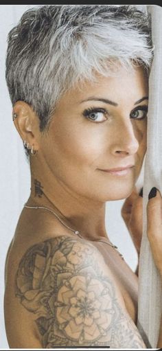 Pixie Haircut For Women, Haircut For Women, Short Silver Hair, Really Short Hair, Very Short Haircuts