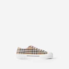 Check Cotton Sneakers in Archive beige | Burberry® Official Burberry Shoes Sneakers, Givenchy Jacket, Versace Jacket, Givenchy Tshirt, Louboutin Bags, Off White Jacket, Burberry T Shirt, Versace T Shirt, Versace Sweatshirt