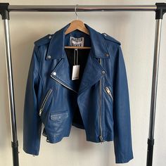 Very Cute Walter Baker Moto Jacket In Cobalt Blue Nwt Never Worn, Small Wear Spot On Right Sleeve That Was There When I Got It. Size Says Xl But Definitely Fits More Like A Medium/Large; See Measurements For Reference. External Is 100% Lamb Leather And So Soft, I Love This Jacket, But I’ve Never Worn It Blue Leather Jacket For Spring, Blue Leather Jacket For Workwear In Winter, Blue Long Sleeve Biker Jacket For Work, Chic Blue Biker Jacket With Long Sleeves, Chic Blue Long Sleeve Biker Jacket, Blue Spring Biker Jacket For Work, Blue Biker Jacket For Spring Workwear, Blue Biker Jacket For Workwear In Fall, Chic Blue Leather Jacket For Work