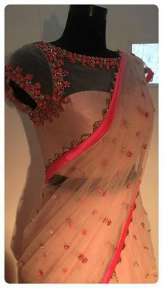 Saree Blouse Net Blouse Designs, Net Saree Blouse, डिजाइनर कपड़े, Blouse Ideas, Chique Outfit, Net Blouses