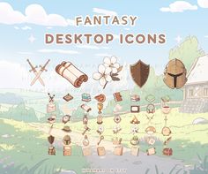 Transform your desktop with this enchanting fantasy themed icon set! 🌟⚔️This set includes 48 icons compatible for both Windows and Mac users. This is ONLY icons, check out the FULL 26 fantasy land wallpapers desktop set + desktop icons in my shop at this link!: https://www.etsy.com/listing/1730847456/fantasy-land-desktop-set-wallpapers?click_key=7035d035bd4e02af66bbb65710bab3a2762954c2%3A1730847456&click_sum=627c82b6&ref=shop_home_active_1&pro=1&sts=1 🌿WHAT IS INCLUDED:  -48 ico format icons f Desktop Icons Aesthetic, Free Desktop Icons, Anime Garden, Mac Icons, Desktop Environment, Fantasy Land