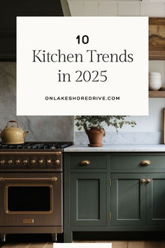 10 kitchen trends in 2025 (pictured is a moody green kitchen) 2025 Home Remodel Trends, Kitchens 2025 Trend, Kitchen Of The Future, 2026 Kitchen Trends, Kitchen Cabinet Colours 2025, Kitchen Colors With White Appliances, Maple And Green Kitchens, Kitchen Cabinet Trends For 2025, 2025 Small Kitchen Trends