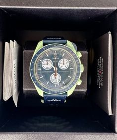 (eBay) Find many great new & used options and get the best deals for Omega X Swatch Mission To Earth Watch SO33G100 New In Box with Tags at the best online prices at eBay! Free shipping for many products! Modern Green Watches For Gift, Green Chronograph Watch As Gift, Green Chronograph Watch As A Gift, Modern Watch Accessories With Tachymeter For Gift, Omega X Swatch, Green Watch, Earthy Green, Omega X, Blue Band