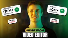 a man smiling and surrounded by stickers that say short from video editor