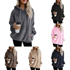 Women Warm Hoodies Long Sleeve Coat Sweatshirt Outwear Tops Pullover Plus Size Feature: 100% Brand New And High Quality Style: Fashion,Hot,Casual Season:Fall,Winter Material:Polyester Size:S,M,L,XL,2XL Occasion: Everyday,Daily Pattern:Solid Packing:1PCS*Hooded Please note:Due to the light and screen difference, the item's color may be slightly different from the pictures. Please understand. We guarantee the style is the same as shown in the pictures,but not the same performance on different bodi Womens Oversized Hoodie, Fluffy Coat, Hoodie Jumper, Hoodie Coat, Long Sleeves Coats, Fleece Coat, Oversized Hoodie, Hooded Pullover, Oversize Hoodie