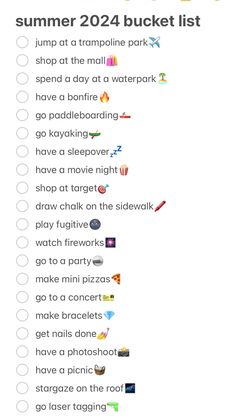 the summer bucket list is filled with things to do