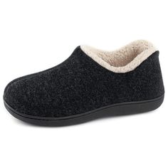 COMFY WOOLEN BLEND COTTON UPPER for ultimately breathable along with closed back heel keep warmth in. These house slippers provide good all-around coverage of the whole foot while still have enough elasticity to fit them well, little to no clunky feeling when walking on hard surfaces. FLEECE LINING & FOOTBED :Its curved collar design house slipper. Along with high-quality and fuzzy sherpa lining, are ideal for keeping your warm from toe to ankle on cold night.This bedroom slipper will encompasse Back House, Best Slippers, Winter Slippers, Loafer Slippers, Formal Shoes For Men, Comfortable Flats, Collar Designs, House Shoes, Safety Shoes