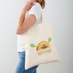 "Tac'o Clock" Tote Bag by DiaShaaa | Redbubble Tacos, Clock