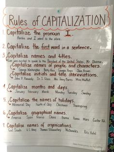 the rules of capitalization written on a piece of paper