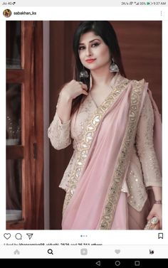 Blouse With Jacket Saree, Long Blouse Designs Saree Full Sleeves, Jacket For Saree, Saree With Long Blouse, Saree Jacket Designs