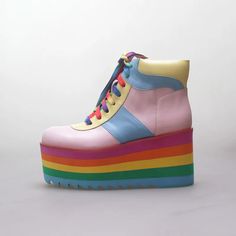 Rainbow Boots, Pu Boots, Shoes 2023, White Wedges, Platform Wedge Heels, Wedge Ankle Boots, Super High Heels, Casual Flat Shoes, Boot Types