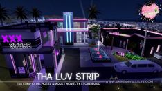 the luv strip is lit up at night