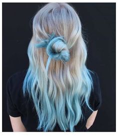 Blue And Blonde Hair, Blue Tips Hair, Blue Balayage, Blonde And Blue Hair, Pride Hair, Blue Ombre Hair, Light Blue Hair, Cute Hair Colors, Teal Hair