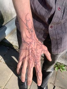 a person's hand with tattoos on it