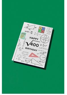 a birthday card with the words happy v4000 written on it in black and white