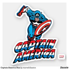 the captain america sticker is flying through the air with his arms in the air