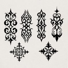 an assortment of ornamental designs on white paper