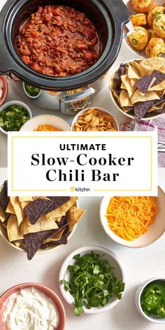 the ultimate slow cooker chili bar