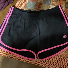 Adidas Running Shorts New, Tags Included But Pulled Off Built In Underpants Black And Pink Never Worn Pink Athletic Shorts For Jogging, Pink Athletic Shorts With Built-in Shorts For Jogging, Pink Sportswear Shorts For Jogging, Pink Athleisure Athletic Shorts For Jogging, Sporty Pink Jogging Bottoms, Pink Sportswear Bottoms With Short Legs, Pink Short Activewear For Jogging, Pink Short Sportswear Bottoms, Casual Pink Running Shorts