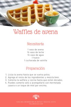 the menu for waffles de avena