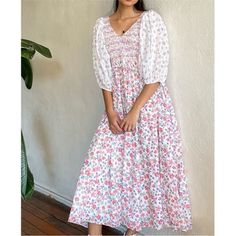 Excellent, Like New Condition. Mixed Floral Print. Light And Flowy. Size P Or Extra Small. Dress Floral, Floral Midi Dress, Dresses Xs, Pink White, Floral Print, Floral Prints, Midi Dress, Like New, Womens Dresses