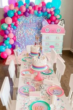 a table set up for a birthday party