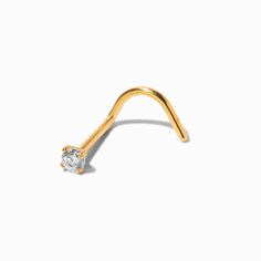 A touch of sparkle is easy to obtain with this cubic zirconia beauty! The titanium post is gold plated and has a square-shaped stud. Finish: 18kt gold plated Size: 20G/0.8mm Diameter: 2MM Closure: Curved post Material: Titanium, Cubic zirconia - Claire's 18kt Gold Plated Titanium Cubic Zirconia 20G Nose Stud Eyebrow Rings, Lip Jewelry, Sensitive Ears Earrings, Gold Nose Stud, Word Bracelet, Jewelry Words, Nose Stud, Fashion Accessories Jewelry, Hair Accessories Headbands