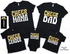 Cheer Mom shirt,Cheer Family,Cheer Leader,Cheer Dad shirt,Cheer Sister,Cheer Brother,Cheer Mama,Cheer Grandma,Custom Cheer,Glitter Cheer Can Be Customized  This fun Cheer tee is perfect to wear for any game or competition. This Bella Canvas tee is soft and great for everyday wear.  ♥ How To Order: ♥ HOW TO Order: 1) Select Shirt STYLE and COLOR from 1st drop down (see charts in pictures for options of colors for each style) 2) Choose the SHIRT SIZE from the 2nd drop down (see measurement charts Cheer Family Shirts, Gold Tops For Celebration And Festivals, Gold Tops For Celebration Festivals, Gold Tops For Celebrations And Festivals, Gold Tops For Party And Festivals, Cheer Sibling Shirts, Cheer Grandparents Shirts, Cheer Parent Shirts Design, Customizable T-shirt For Cheerleading With School Spirit