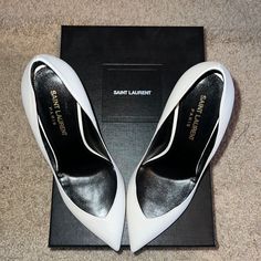 Saint Laurent Era 110 Pump White Kitten, White Kittens, Saint Laurent Shoes, Kitten Heel, Shoes Women Heels, Kitten Heels, Saint Laurent, Shoes Heels, Color White