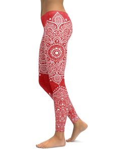 Red Mandala Leggings - GearBunch Leggings / Yoga Pants Mandala Leggings, Orange Mandala, Orange Order, Red Mandala, The Color Orange, Red Can, 100 Squats, The Color Red, Heart Beating Fast