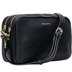 Carry your essentials in style with this Champs Gala Collection leather double-zip shoulder bag. Carry your essentials in style with this Champs Gala Collection leather double-zip shoulder bag. 7.5"H x 9.5"W x 3.5"D Shoulder strap length: 15" - 18" Zipper closure Gold-tone hardware Interior: 1 zip pocket, 1 slip pocket Exterior: 1 slip pocket, 2 zip pocketsCONSTRUCTION & CARE Body: leather Lining: polyester Wipe clean Imported Size: One Size. Color: Black. Gender: female. Age Group: adult. Elegant Travel Camera Bag With Zipper Closure, Classic Camera Bag With Zipper Closure, Coach Black Shoulder Bag With Removable Pouch, Black Shoulder Bag With Double Handle And Zipper Pocket, Black Coach Shoulder Bag With Metal Hardware, Black Leather Shoulder Bag With Metal Zipper, Black Coach Shoulder Bag With Snap Closure, Shoulder Bag Black, In Style