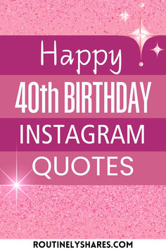 happy birthday card for instagramm with pink glitter background and sparkle stars on it