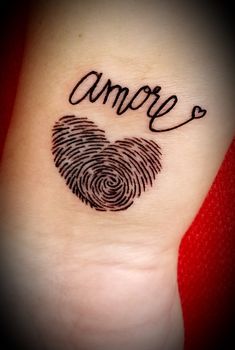 a finger print with the word love on it and an image of a heart in the middle