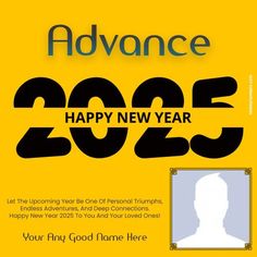 an advert for the new year's greeting card, featuring a photo of a man