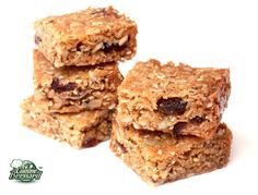 three granola bars stacked on top of each other