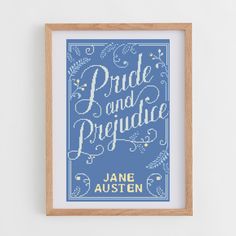 a blue and white framed poster with the words pride and pragule on it