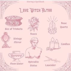 the love witch altar is shown in pink