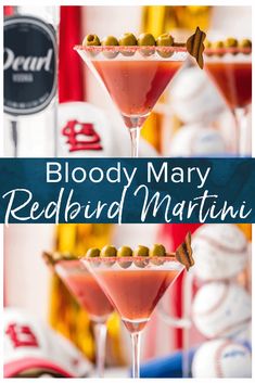 A Dirty Martini mixed with a Bloody Mary? This Dirty Redbird Martini (my special Cardinals Cocktail) is the perfect cocktail recipe for supporting the St. Louis Cardinals! #thecookierookie #cocktail #cardinals Best Martini Recipes, Dirty Martini Recipe, Breakfast Martini, Summer Vodka Cocktails, Vodka Lime, Martinis Drinks, The Cookie Rookie, Cookie Rookie