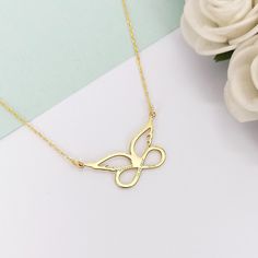 14k Gold Personalized Angel Wings Infinity Necklace, Custom Angel Wings Pendant Gold, Infinity Angel Wings Jewelry, Gifts For Her 🔎 Material: in 925 sterling silver and 14k solid gold ⛓️📏 Chain length: 17.7 inches (45cm), 19.6 inches (50cm), 21,6 inches (55cm) ⛓️ Chain Style: Cable 🎨 Color: rose, silver, gold 🔖 You can choose your preferences from the options ✈️ Ships in 48 hours 🎁 We send it in a wonderful presentation in a wood gift box, certificate, wiping cloth, cute carrying case. ↘️ C Gold Infinity Jewelry Gift For Her, Gold Infinity-shaped Jewelry Gift For Her, Gold Infinity Jewelry As A Gift For Her, Infinity Yellow Gold Jewelry Gift For Her, Yellow Gold Infinity Jewelry As Gift For Her, Gold Infinity Necklace For Gift, Gold Infinity Necklace For Mother's Day, Wings Jewelry, Angel Wings Pendant