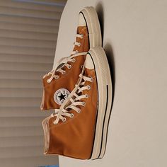 Dark Tan Sneakers Brand New In Perfect Condition With The Original Box. Unisex Sizing- 8.5 In Mens Or 10.5 In Womens. Lot:Ys80ww Tan Sneakers, Converse White, Dark Tan, Hi Top, Sneaker Brands, Converse High Tops, Converse Shoes, Mens Shoes Sneakers, Top Sneakers