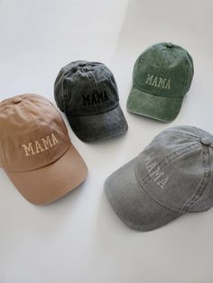 - Mono tone embroidery style - MAMA embroidered on solid stone washed baseball cap - one size fits most- Embroidered in USA - Cotton CareHand wash cold. Hang dry. Embroidered Baseball Hat, Snow Ideas, Baseball Cap Embroidery, Mama Embroidery, Embroidery Hats, Mama Hat, Wash Baseball Cap, Embroidery Caps, Embroidery Baseball